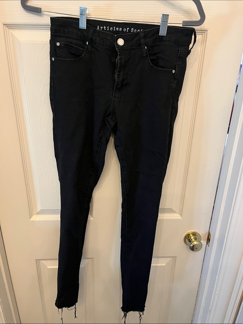 Articles of Society Black High-Rise Skinny Jeans - Raw Hem